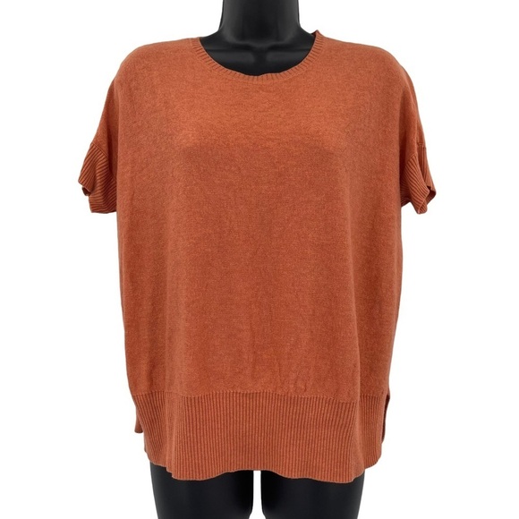 Eileen Fisher short sleeve sweater oversized boxy burnt orange‎ women's size XS - Picture 1 of 8